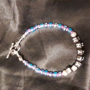 Handmade Name Bracelet for little girl. 5" length with heart shaped clasp